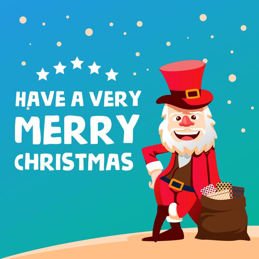 Santa Claus Short Cool Pose with good Hat vector