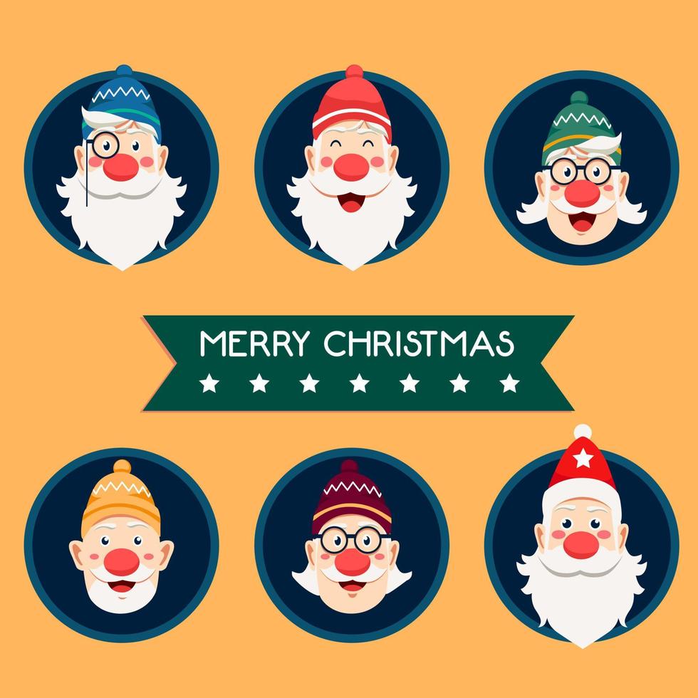 Santa Claus Old Man Avatar with Various face custom Illustration set vector