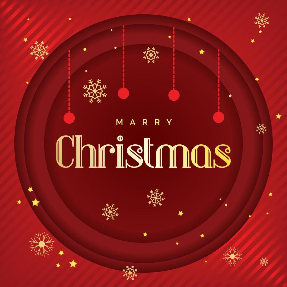 Merry Christmas Typo Background Banner Design Paper Cut Style Red Color vector