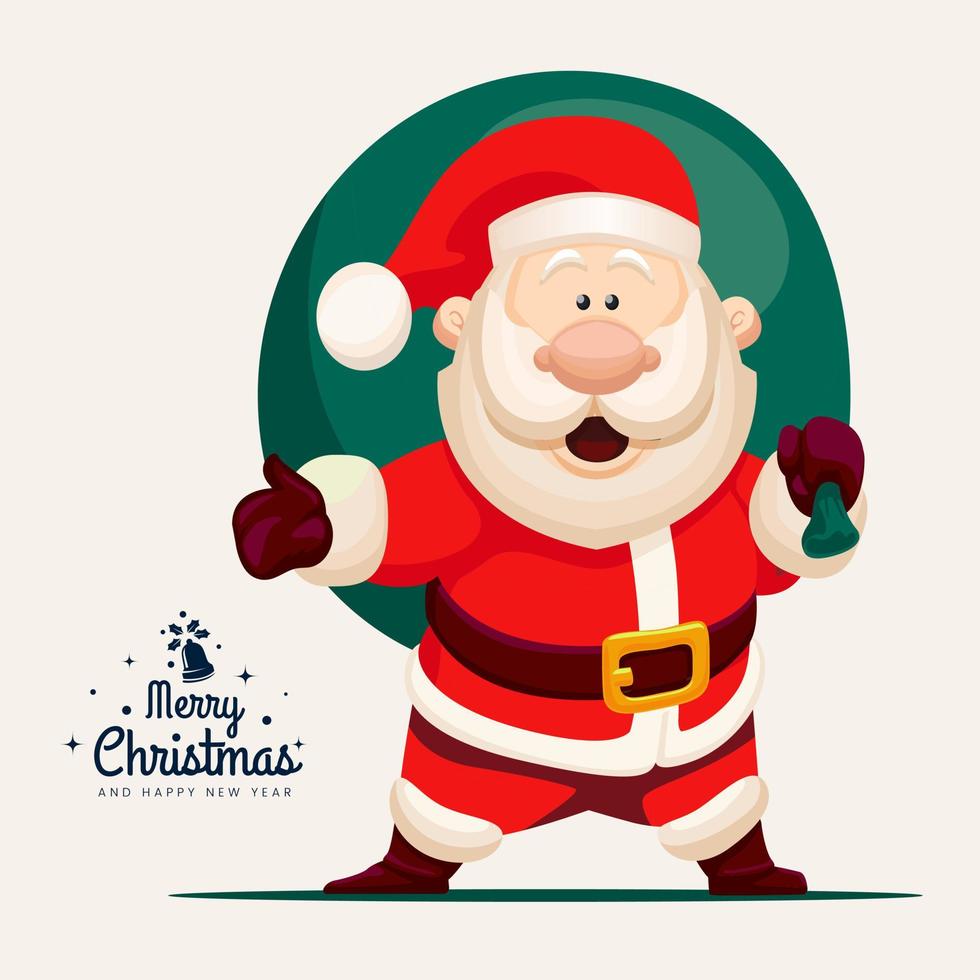Santa Claus Character Illustration Bring Big Bag Ready for Giving the Happines for Mascot or Sticker vector