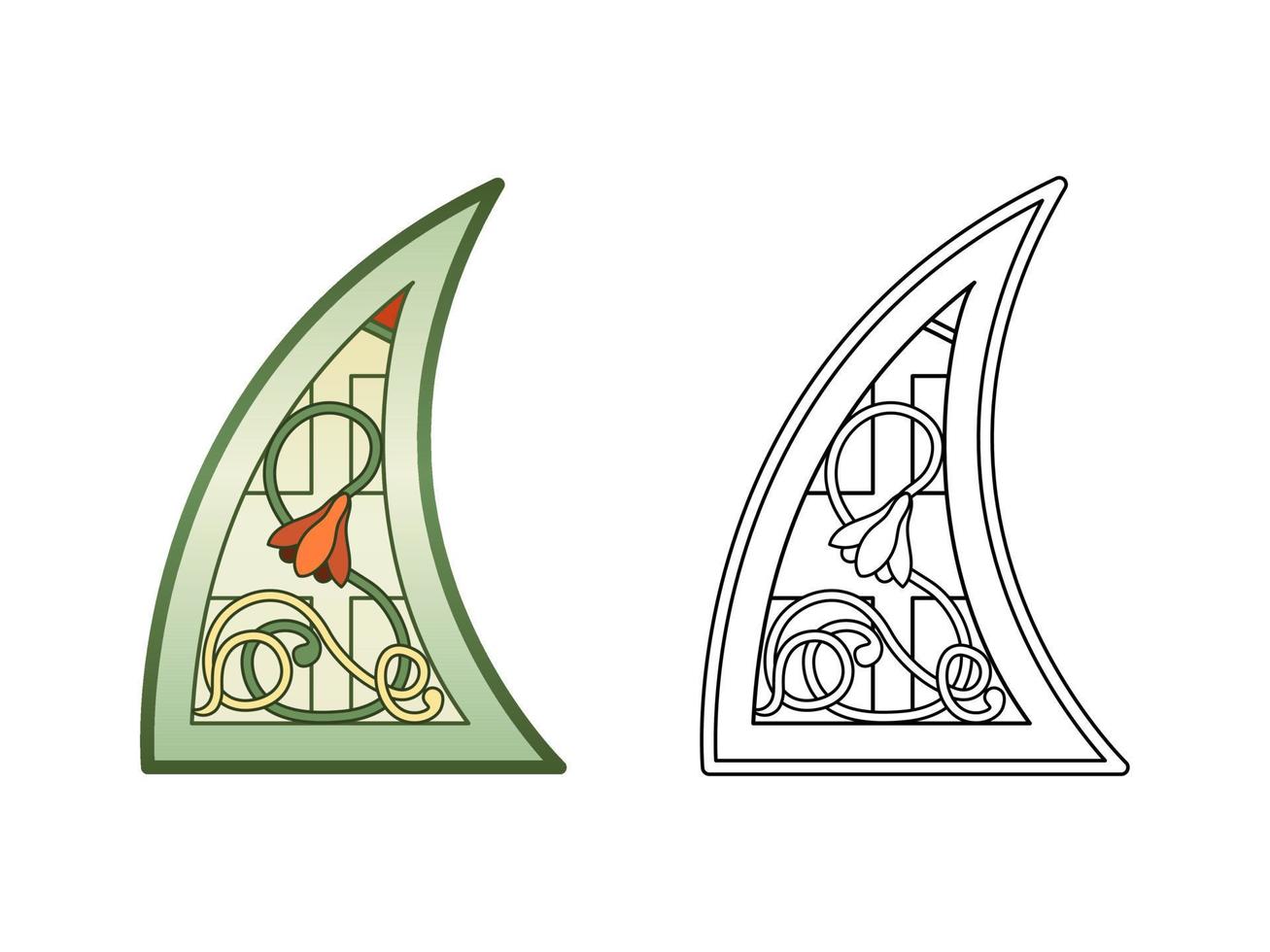Stained Church glass worksheet. Color and bw rectangles. vector