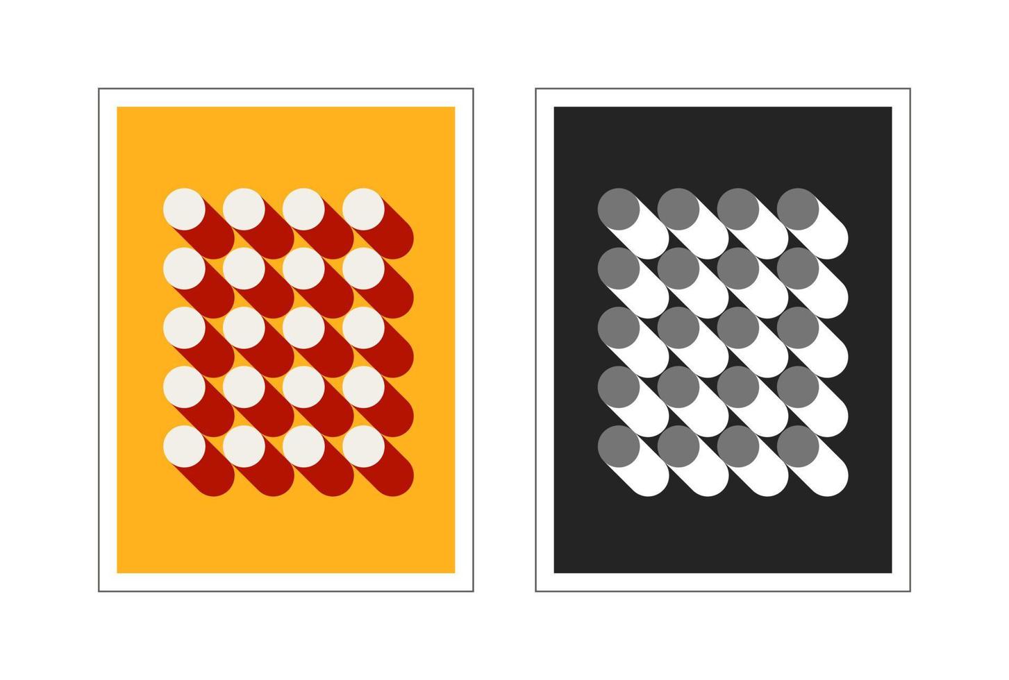 cartel de la Bauhaus. dos carteles verticales abstractos con cilindros. vector