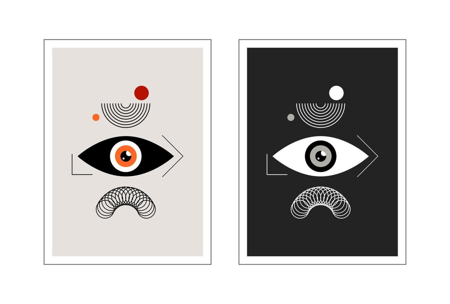 ojo bauhaus. dos carteles verticales abstractos. vector