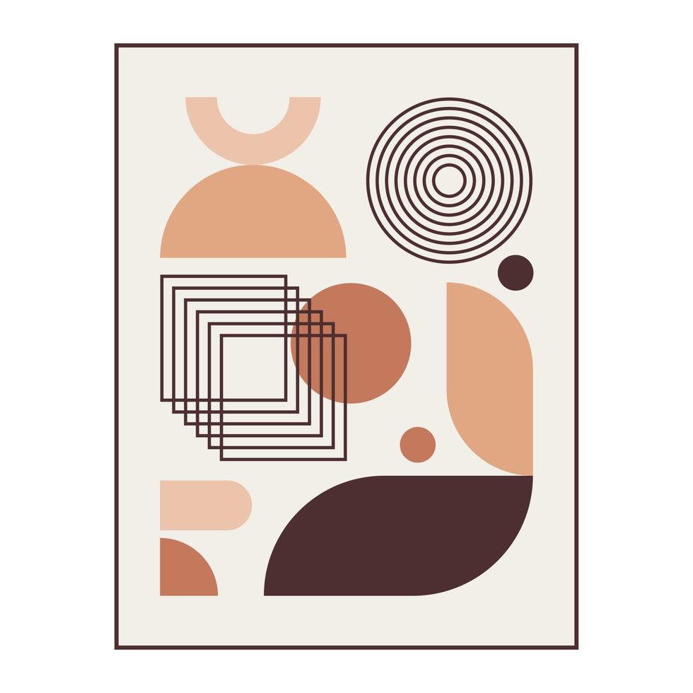 Bauhaus geometric boho poster. Abstract shapes and eye. vector