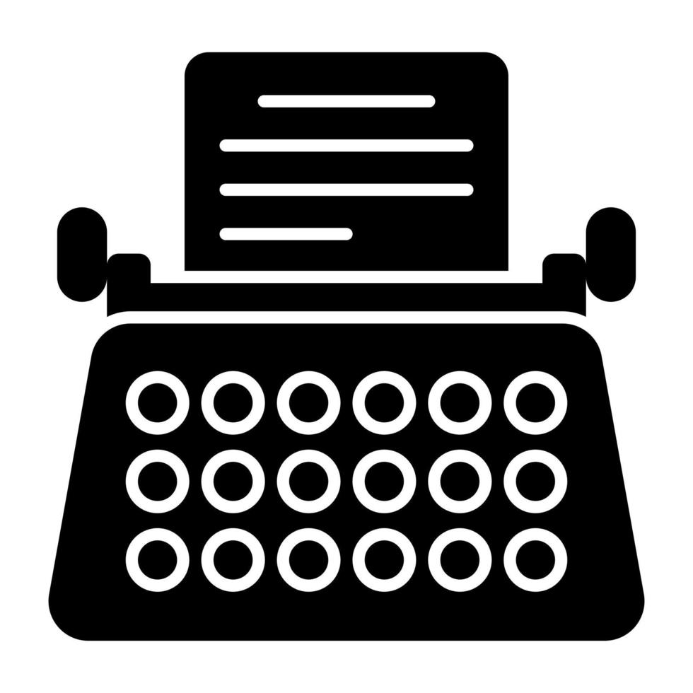 Filled design icon of typewriter vector