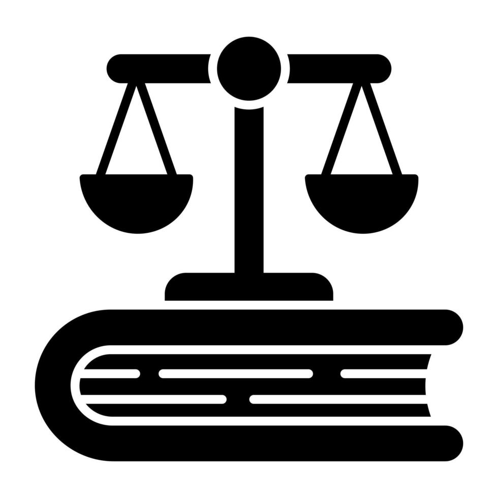 Conceptual solid design icon of law book vector