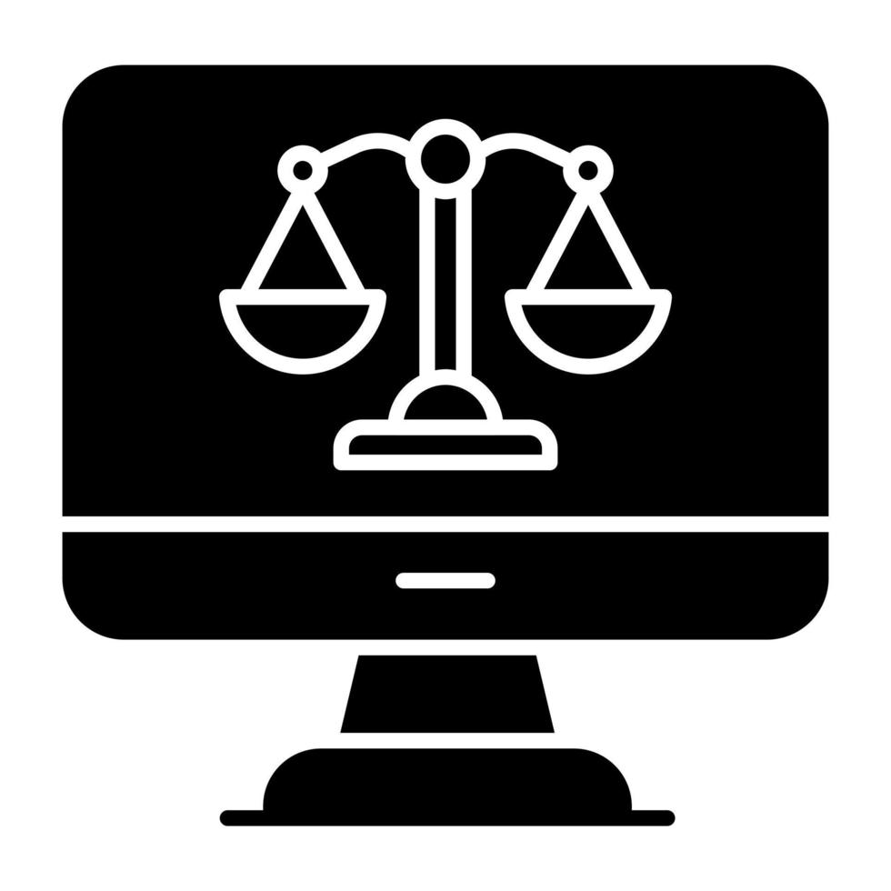ícono de diseño único de la justicia en línea vector