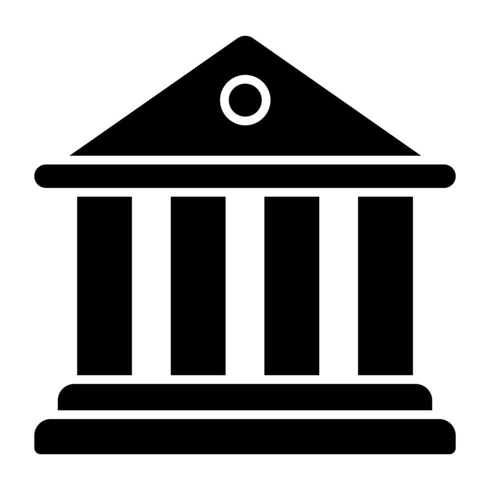 A solid design icon of library building vector