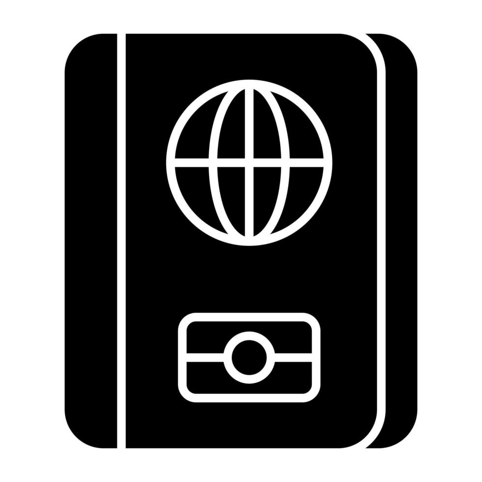 icono de diseño sólido de pasaporte, vector editable
