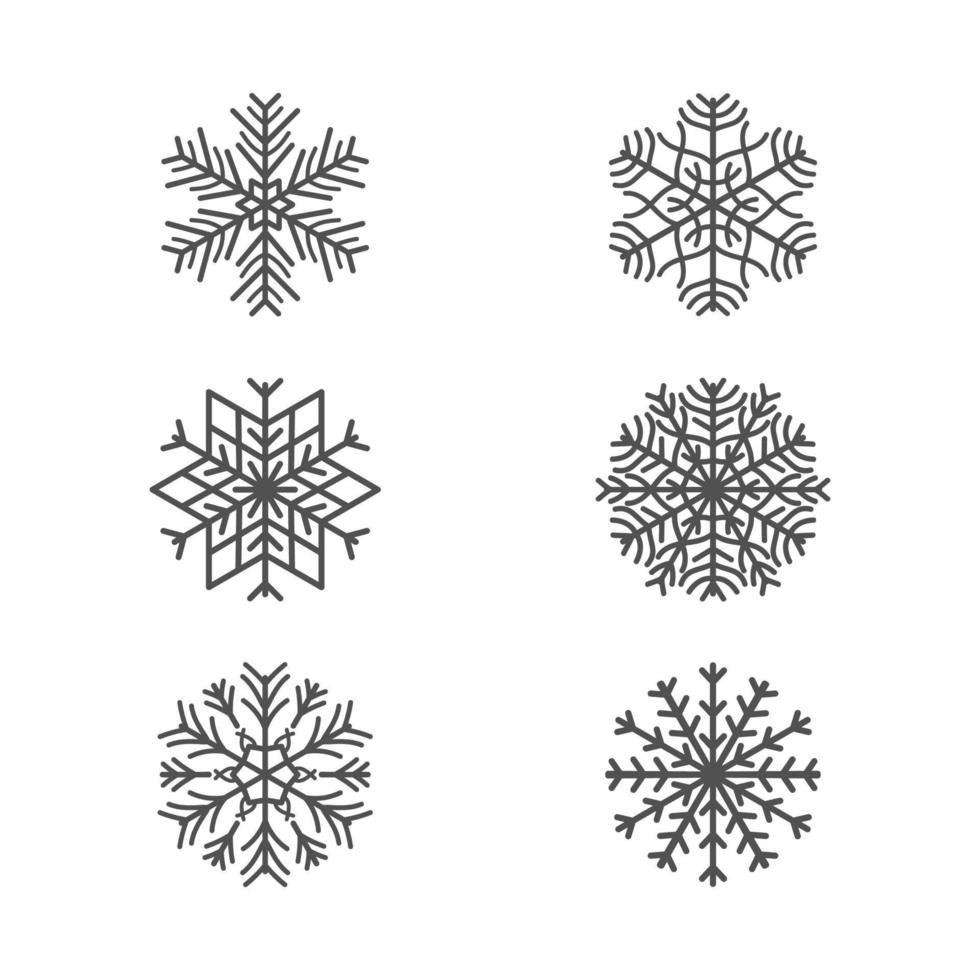 conjunto de vector de diseño de navidad de copos de nieve