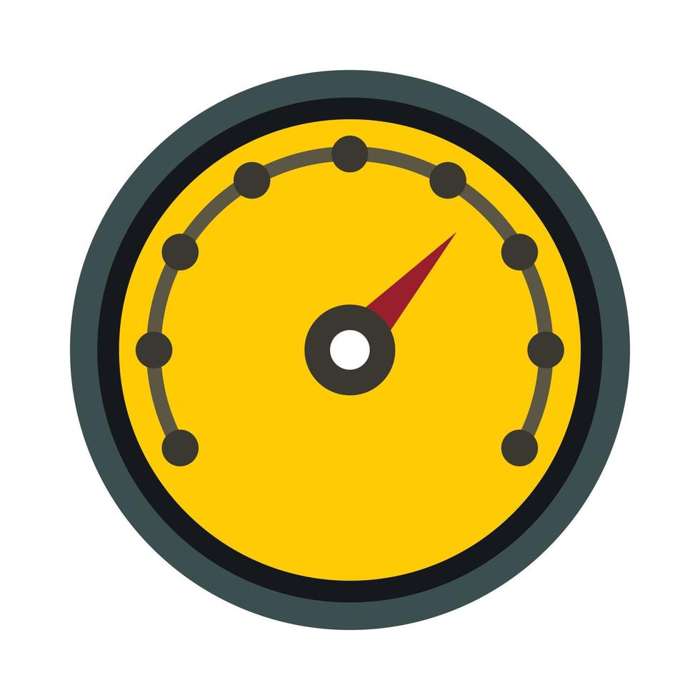 Yellow speedometer icon, flat style vector