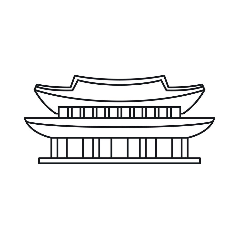 Gyeongbokgung palace, Seoul icon, outline style vector