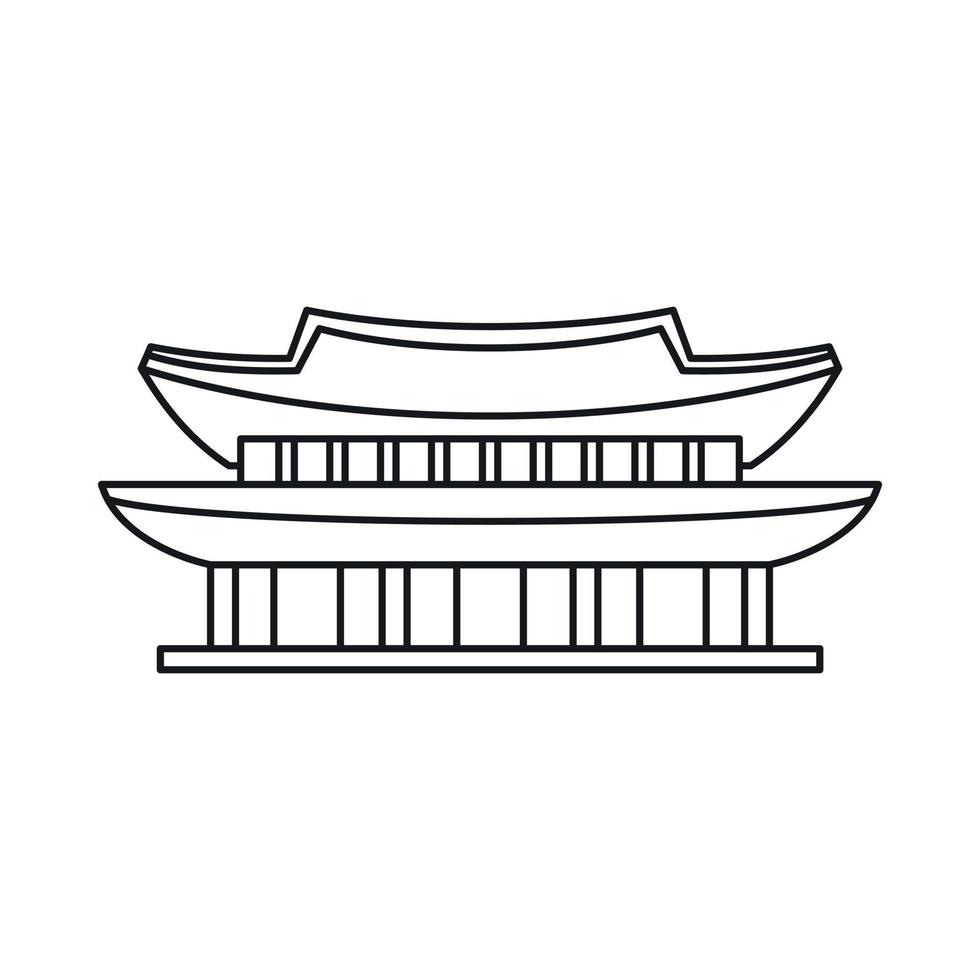 Gyeongbokgung palace, Seoul icon, outline style vector