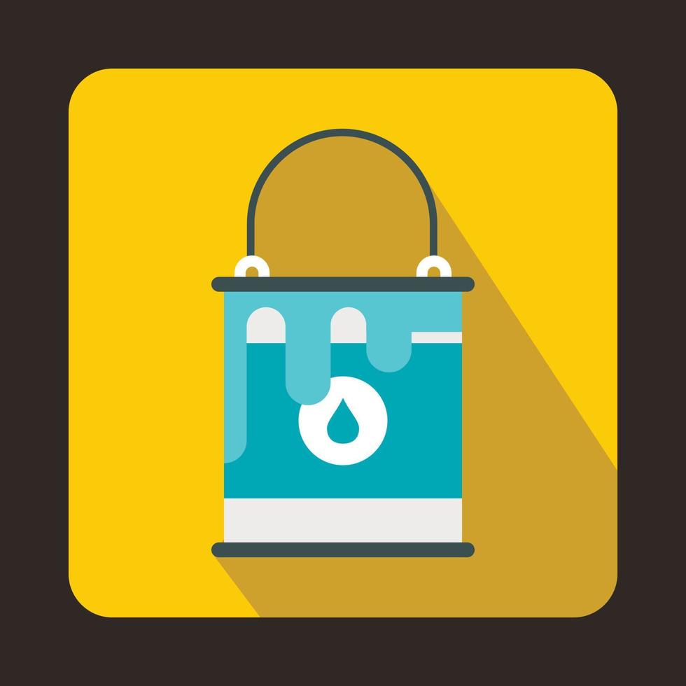 Bucket with blue paint icon, flat style vector