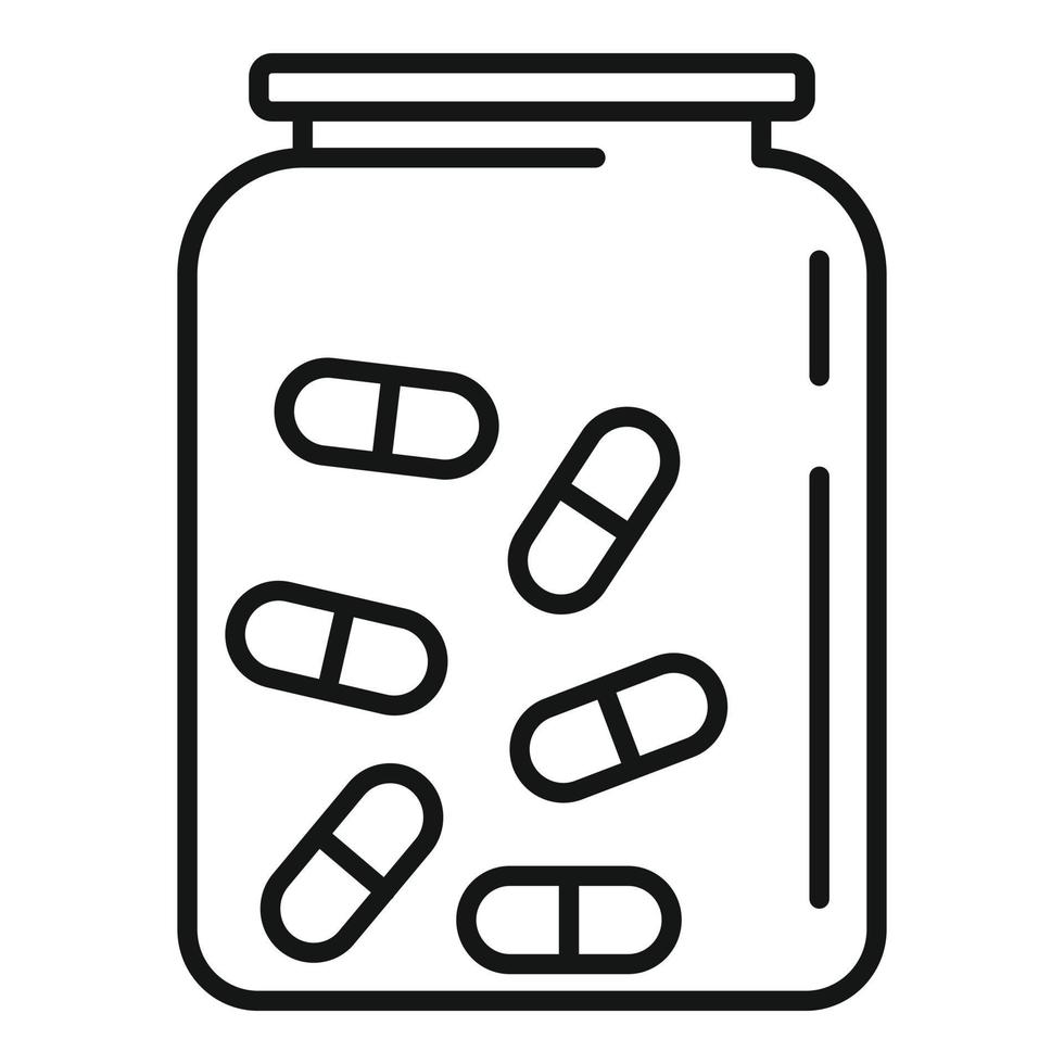 Capsule glass jar icon, outline style vector