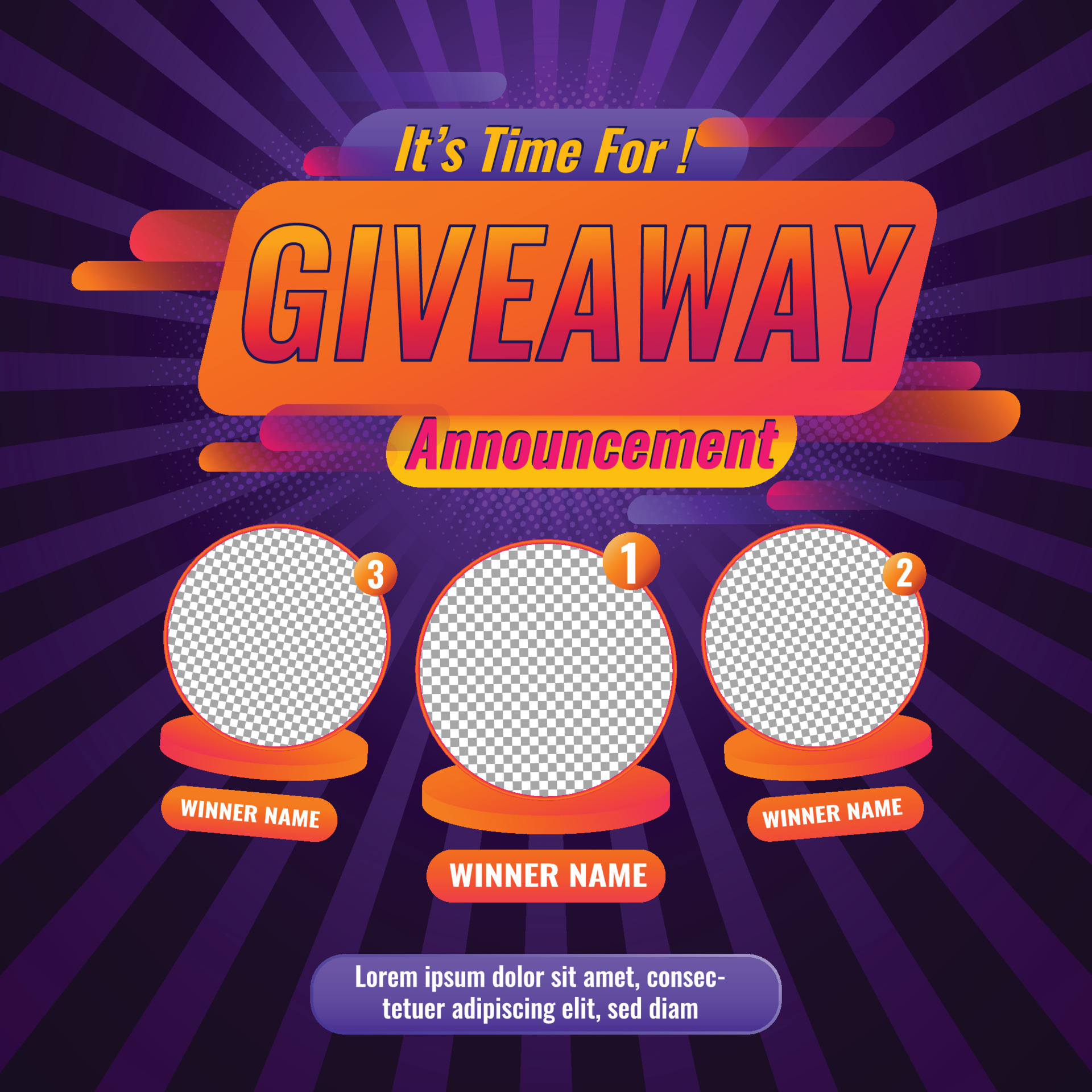 Giveaway Contest for Social Media Feed. Template Giveaway Prize