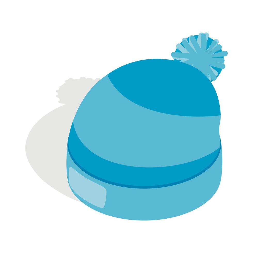 Blue knitted hat icon, isometric 3d style vector