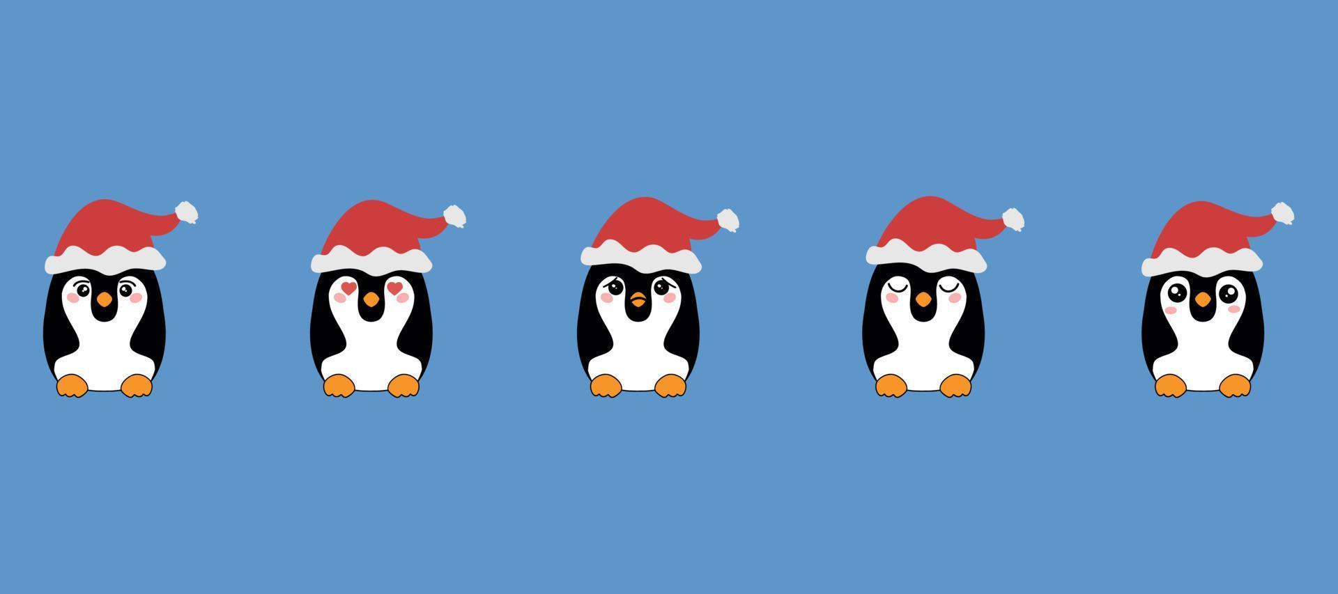 lindos pingüinos al estilo de kawaii. un símbolo del frío invierno. pájaro antártico, ilustración animal vector
