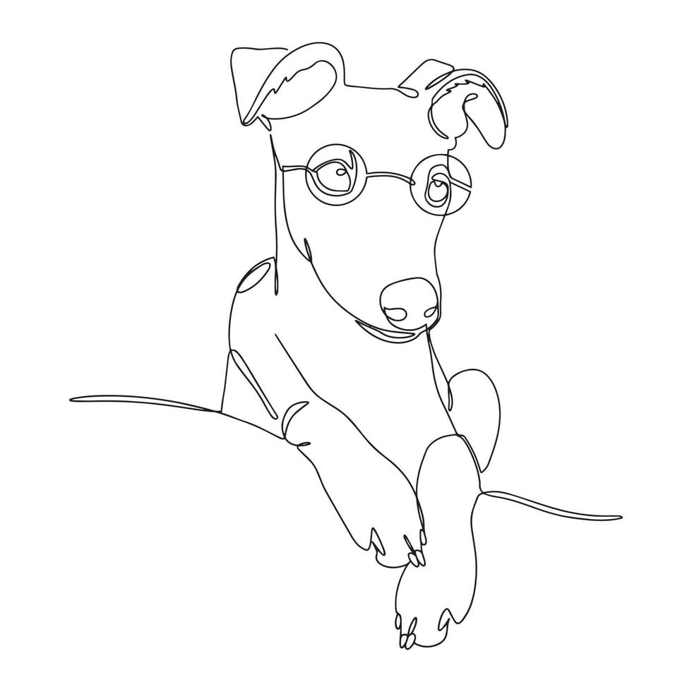 Portrait of a dog in one line. Whippet ,greyhound realistic silhouette outline on white background. Lineart. The small English greyhound breed. Vector illustration