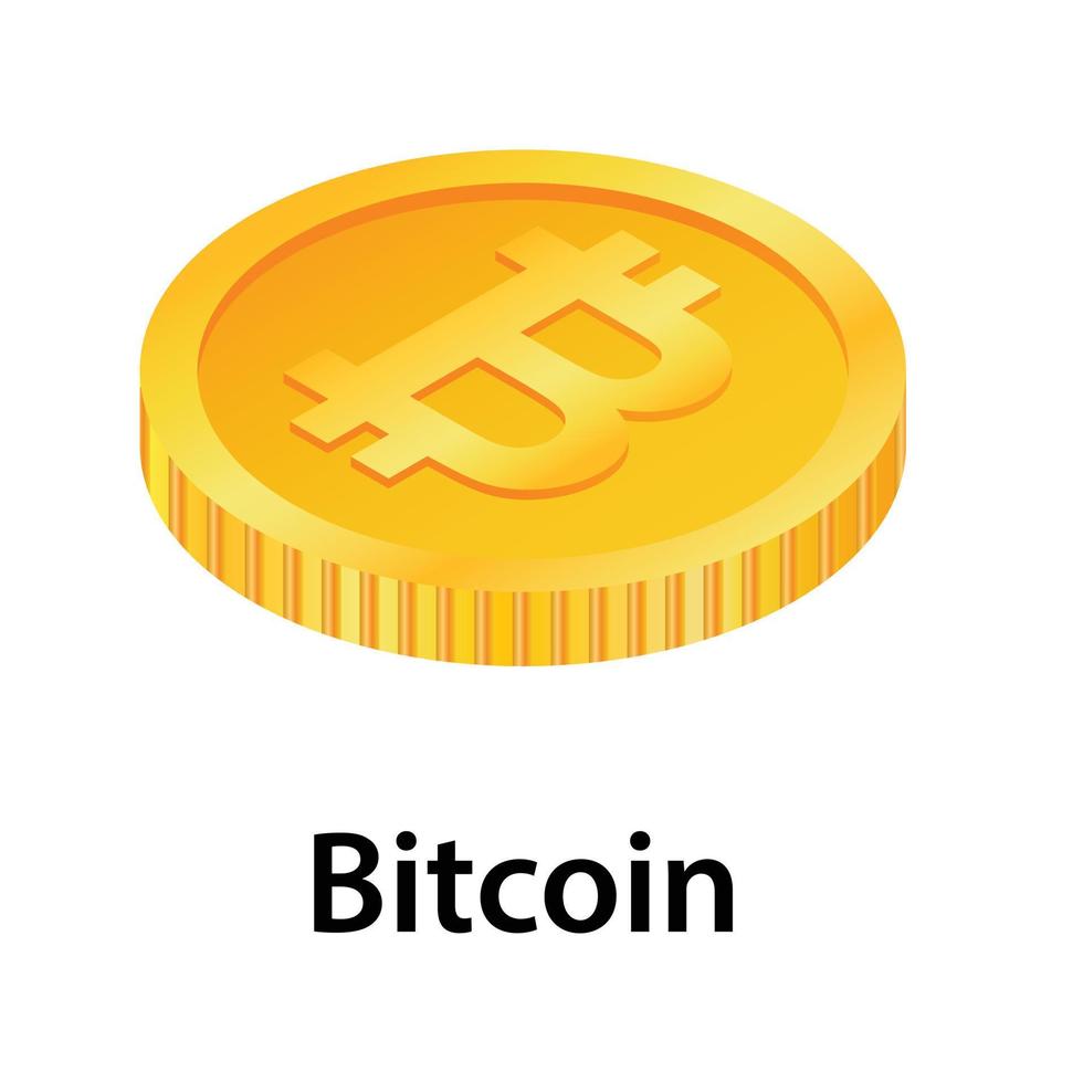 Bitcoin icon, isometric style vector