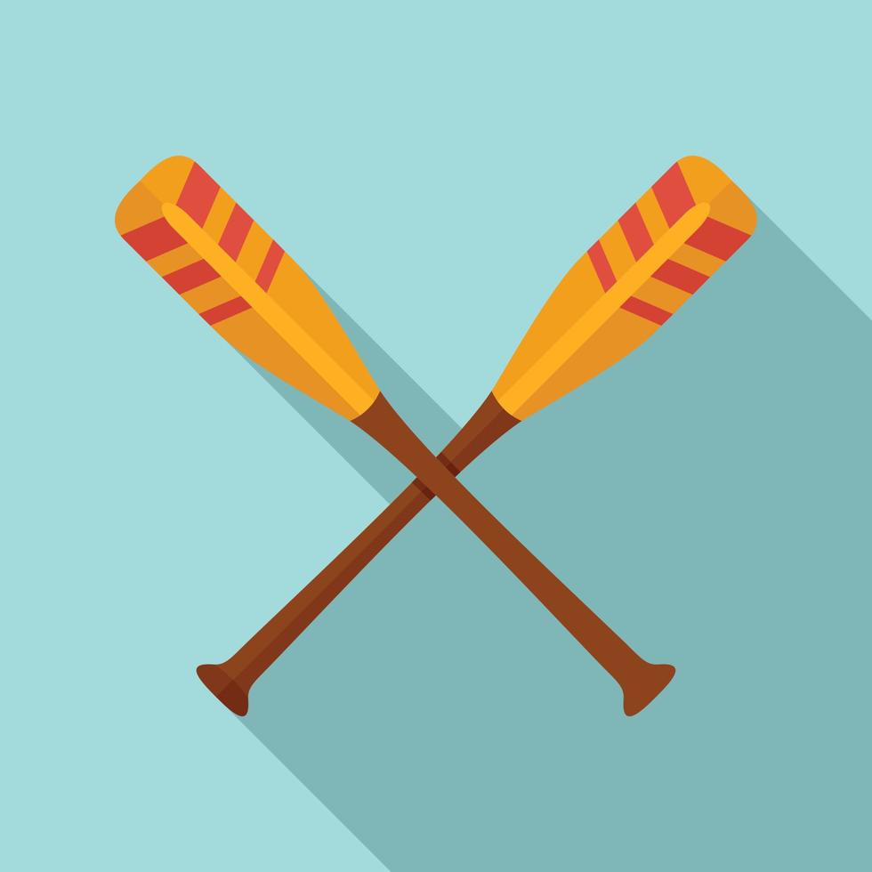 Crossed striped oars icon, flat style vector