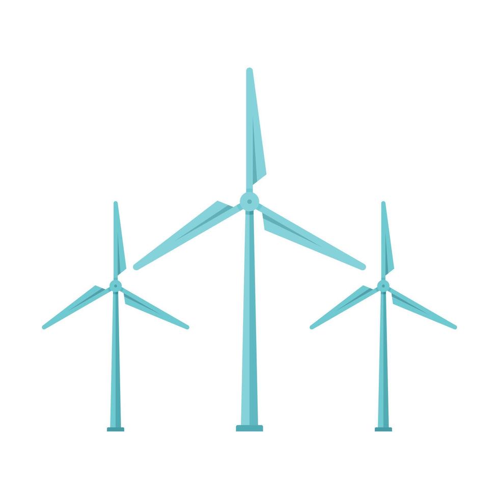 Wind turbine generator icon, flat style vector