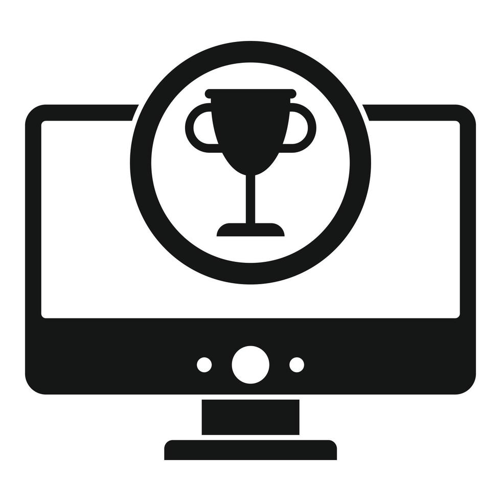 Gamification monitor cup icon, simple style vector