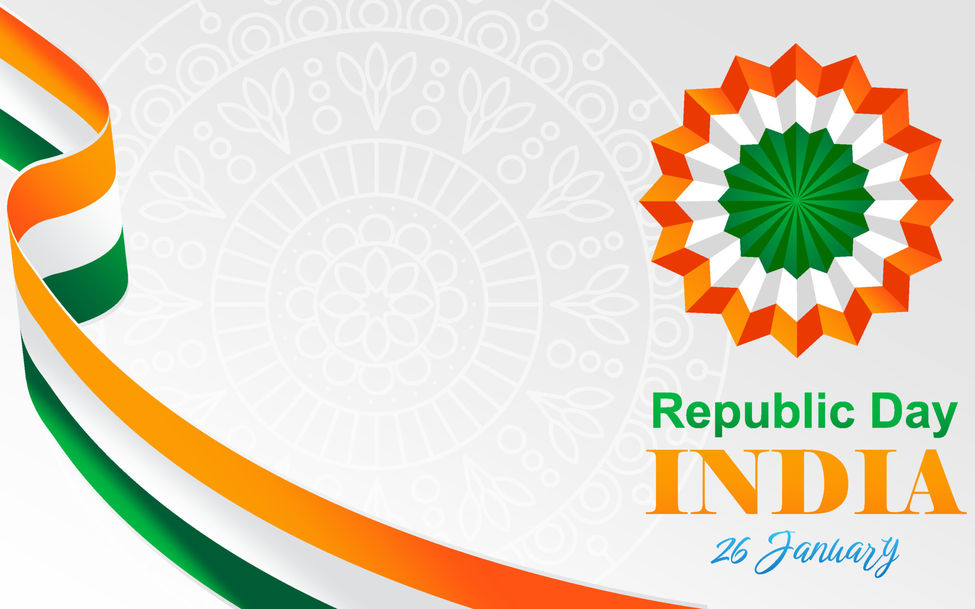 India Republic Day Ashoka Wheel January Indian Flag Copy Text Space