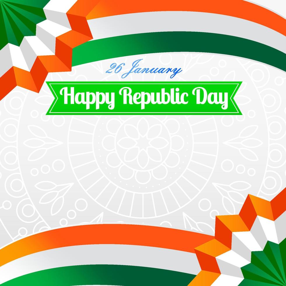 feliz día de la república india 26 de enero día de la independencia publicación de instagram banner plantilla de redes sociales fondo de plantilla celebración vector