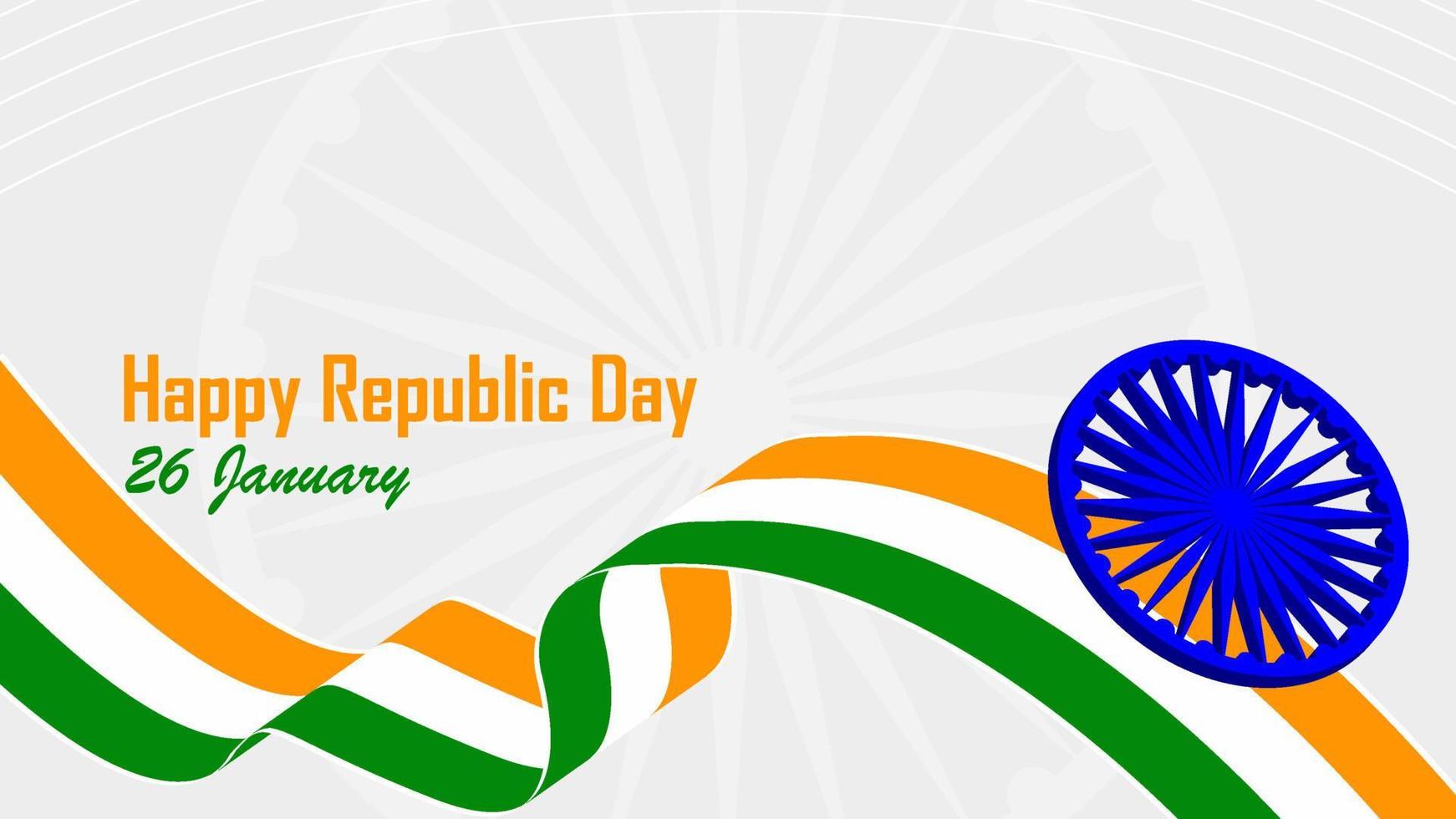 rueda de ashoka del día de la república india 26 de enero bandera india para sitio web banner volante cartel fondo papel pintado vector