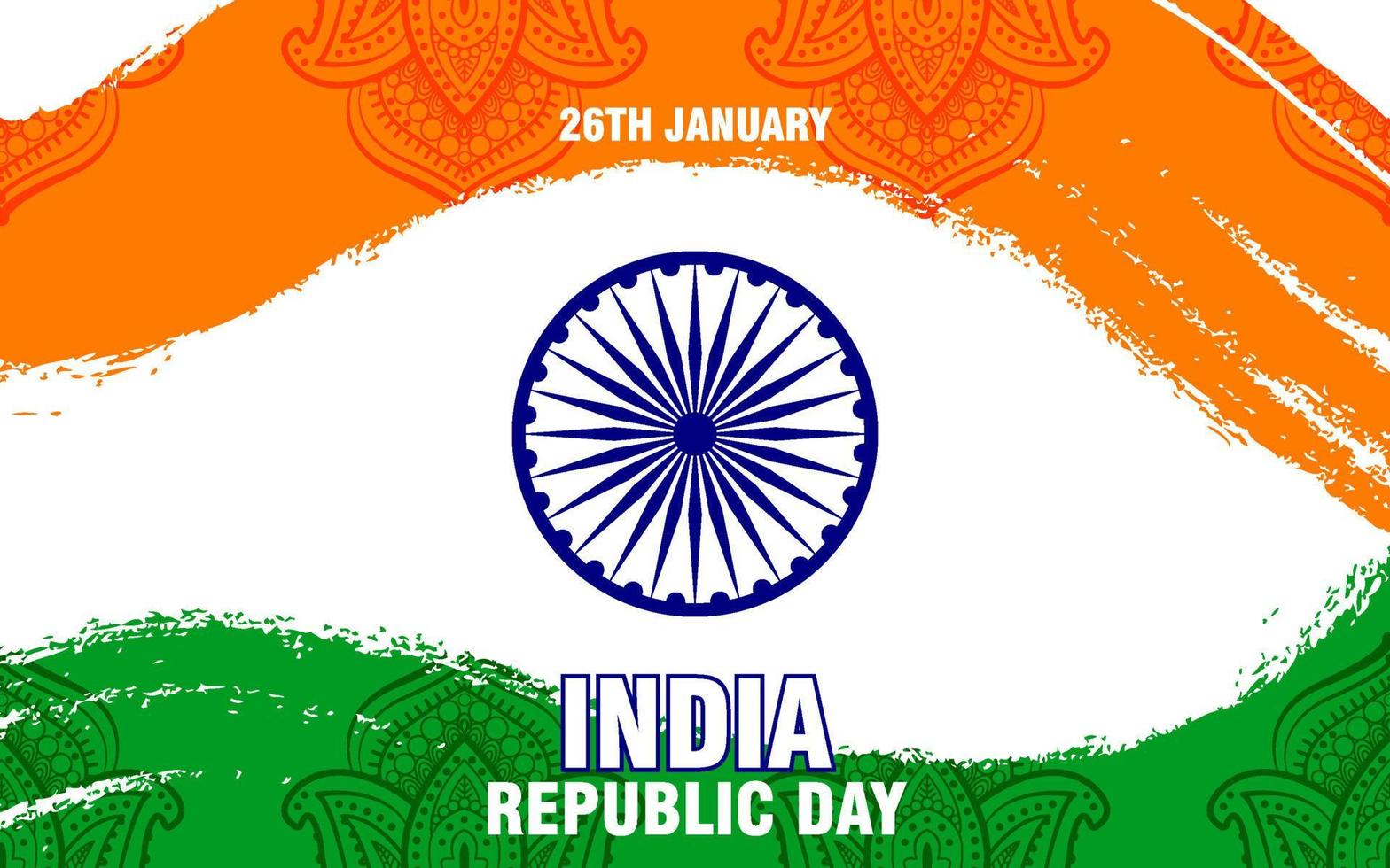 rueda de ashoka del día de la república india 26 de enero bandera india para sitio web banner volante cartel fondo papel pintado vector