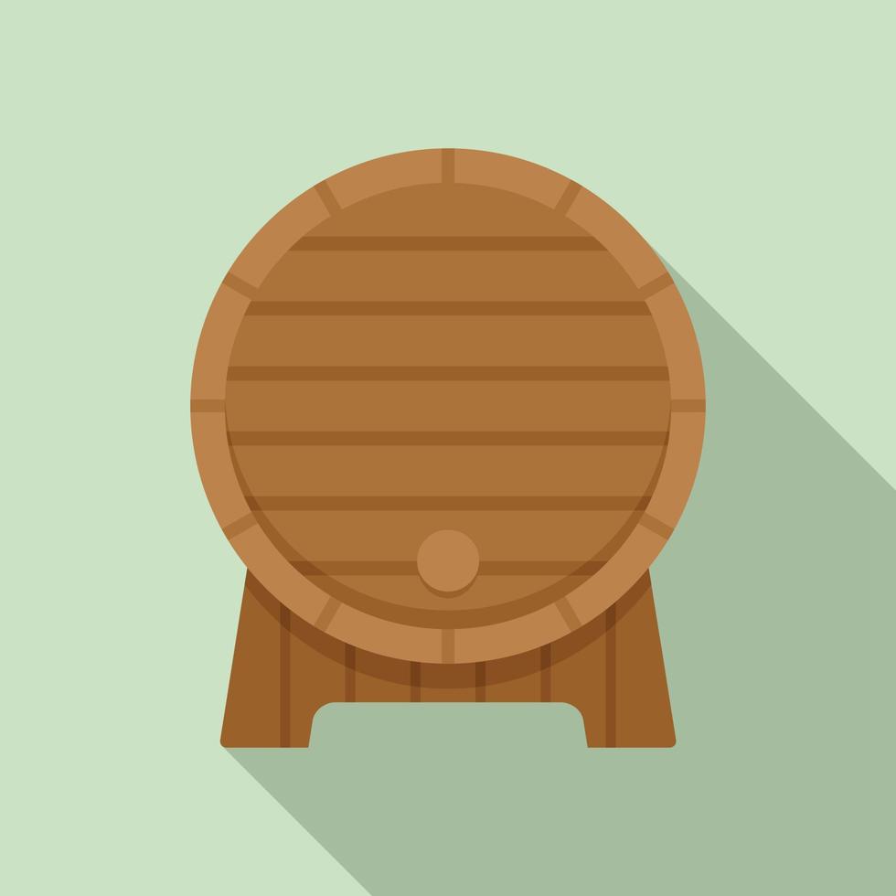 Wine wood barrel icon, flat style vector