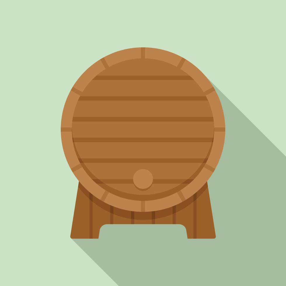 icono de barril de madera de vino, estilo plano vector