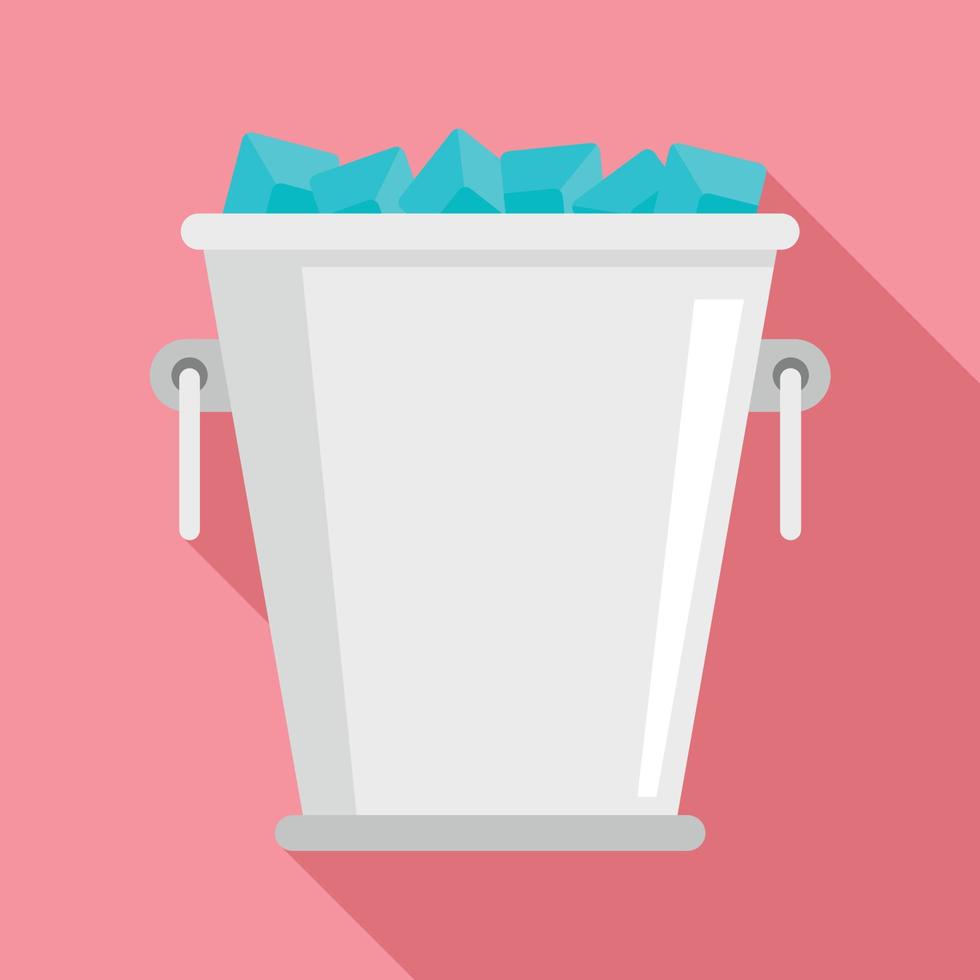 Ice metal bucket icon, flat style vector