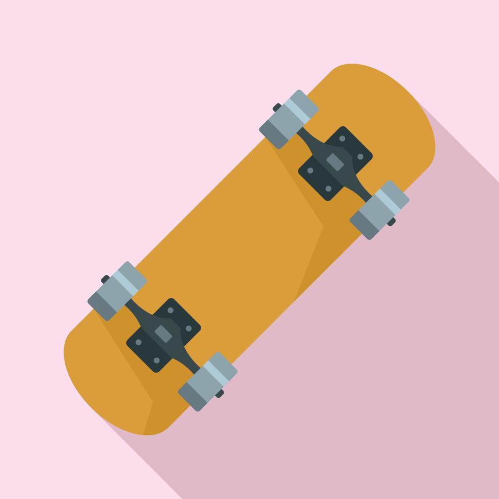 Lacquered wood skateboard icon, flat style vector