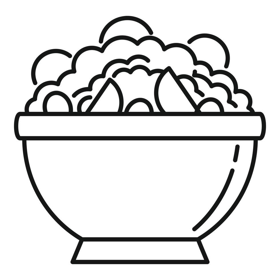 Greek salad bowl icon, outline style vector