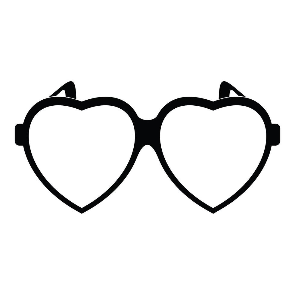 Heart eyeglasses icon, simple style. vector