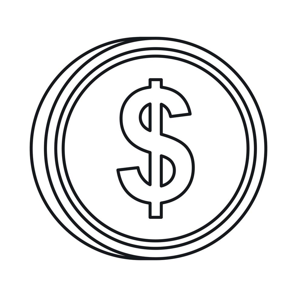US dollar symbol icon, outline style vector