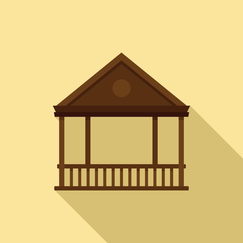 Summer gazebo icon, flat style vector