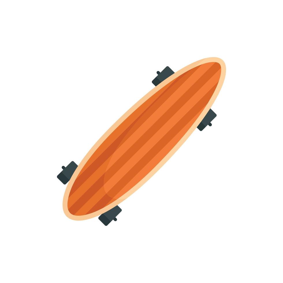 icono de patineta de tablero largo, estilo plano vector