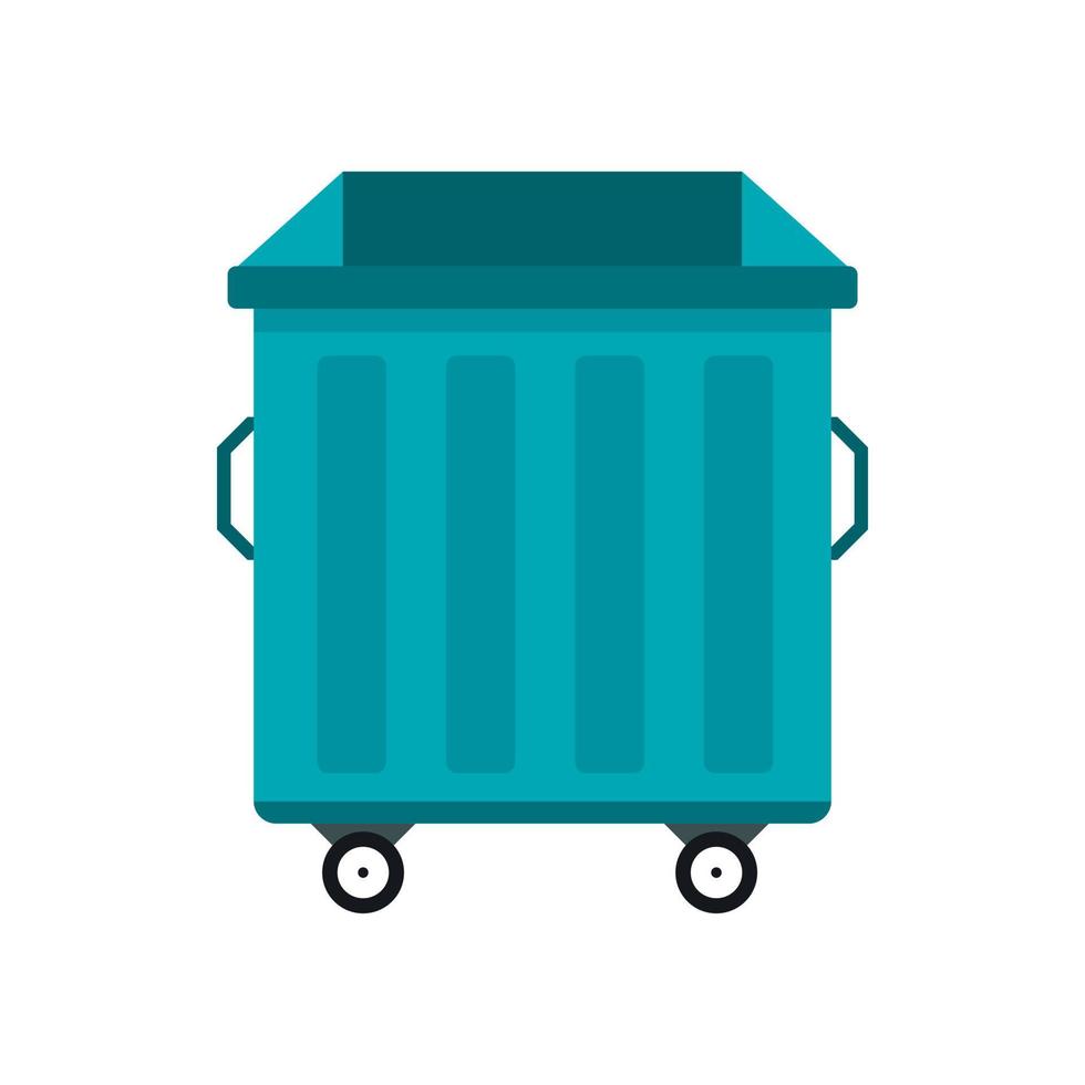 Dumpster on wheels icon, flat style vector