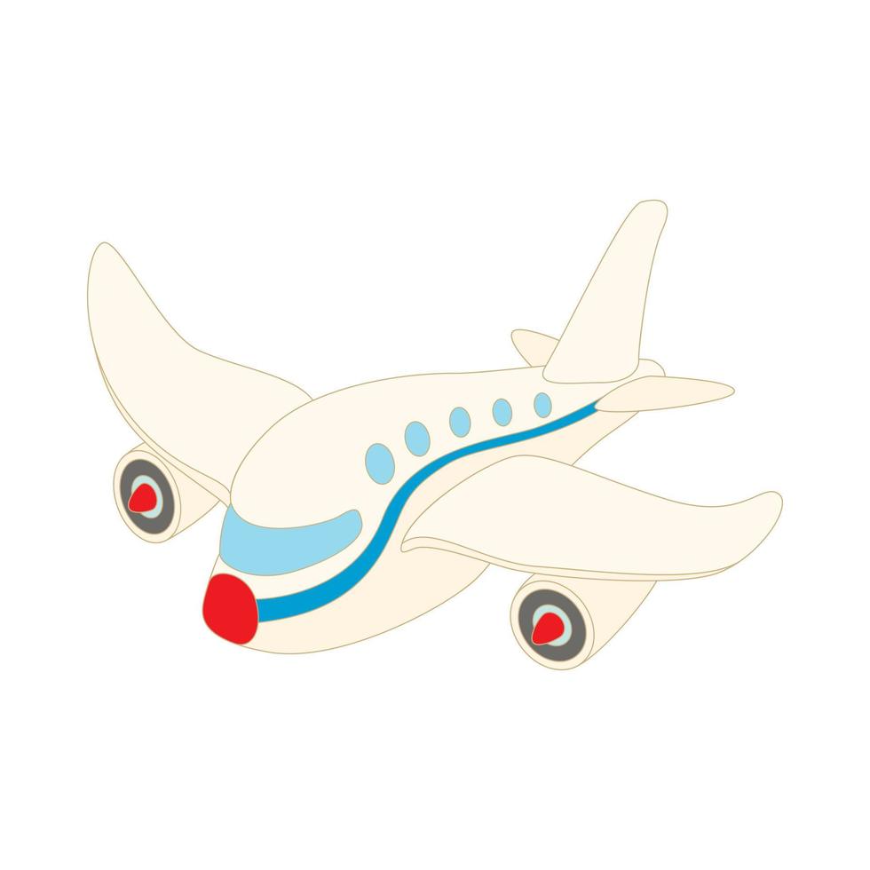 icono de avión de pasajeros, estilo de dibujos animados vector