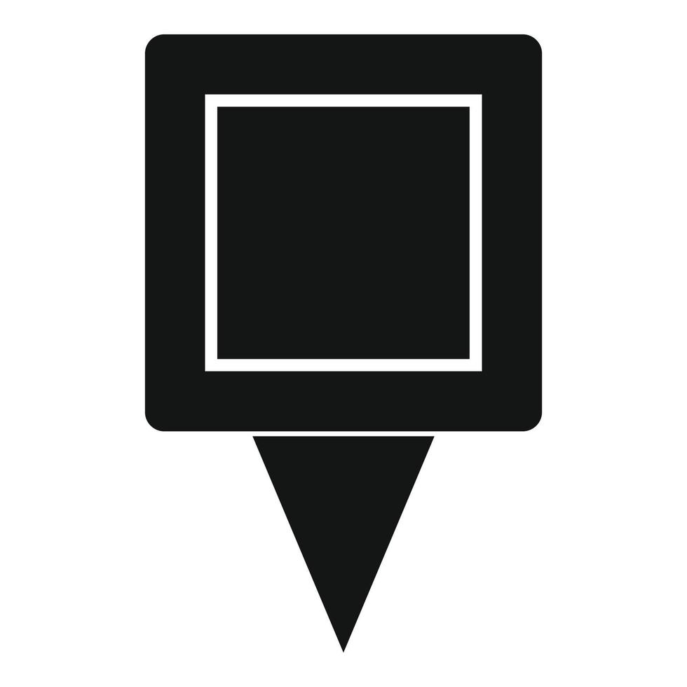 Square pin icon, simple style. vector