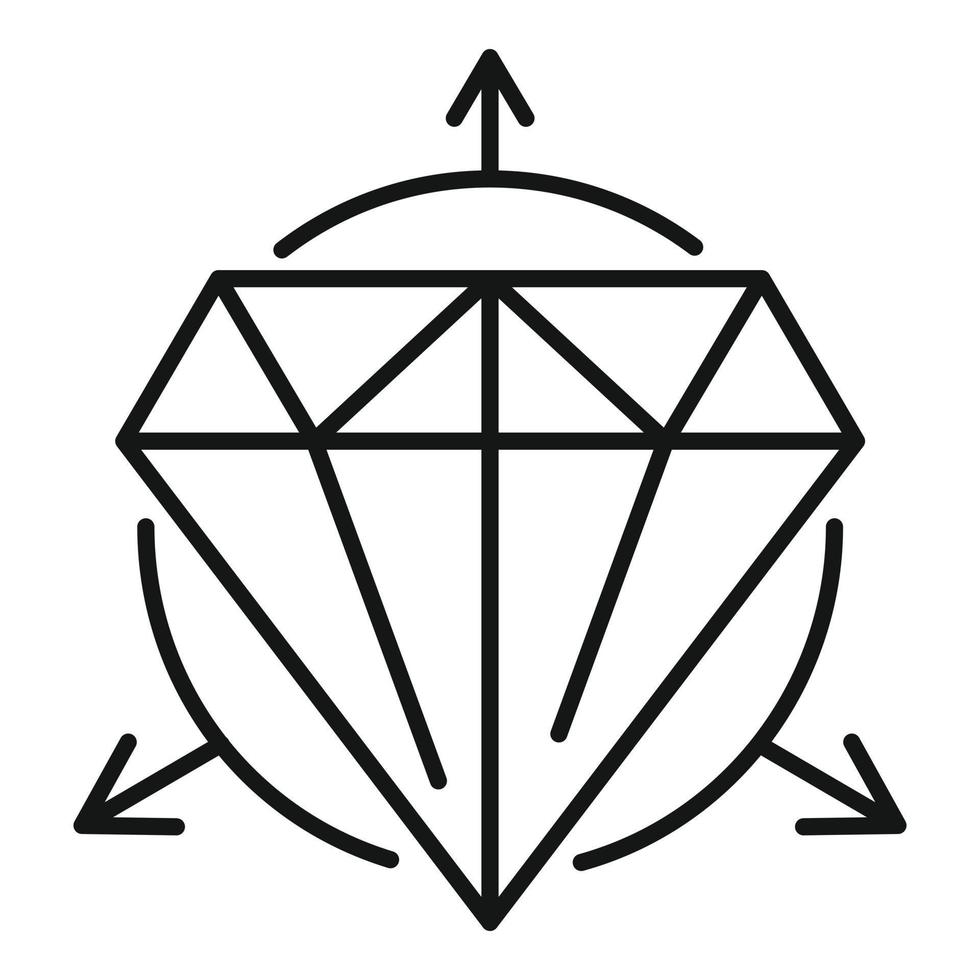 icono de piedra preciosa de alquimia, estilo de contorno vector