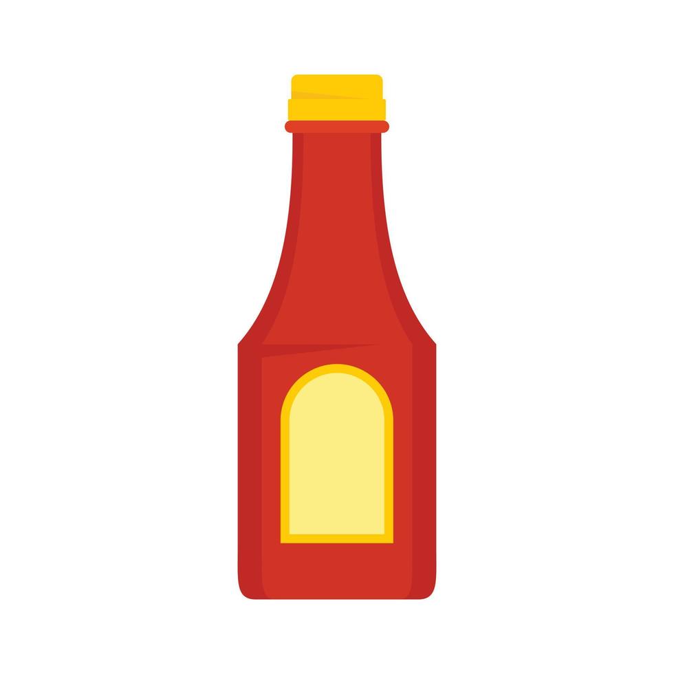 Tomato ketchup bottle icon, flat style vector