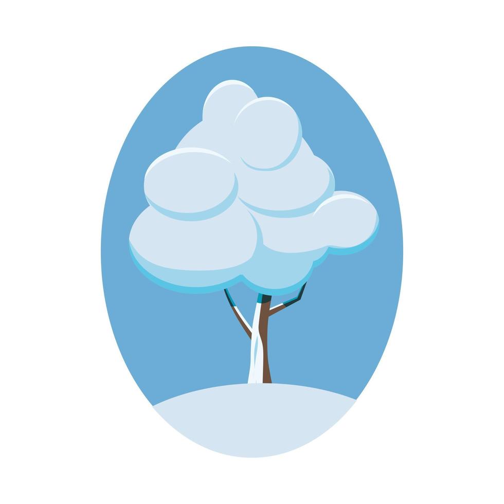 Winter tree icon, cartoon style vector