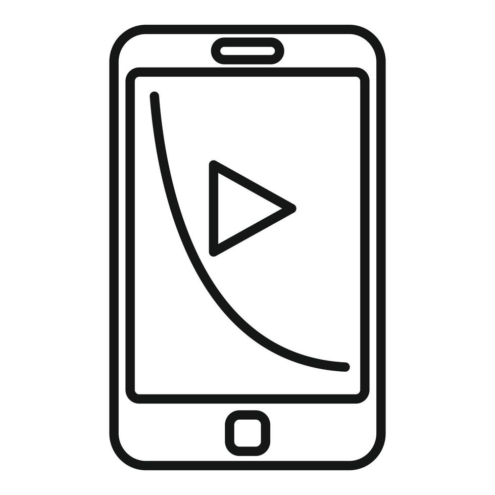 Video smartphone icon, outline style vector