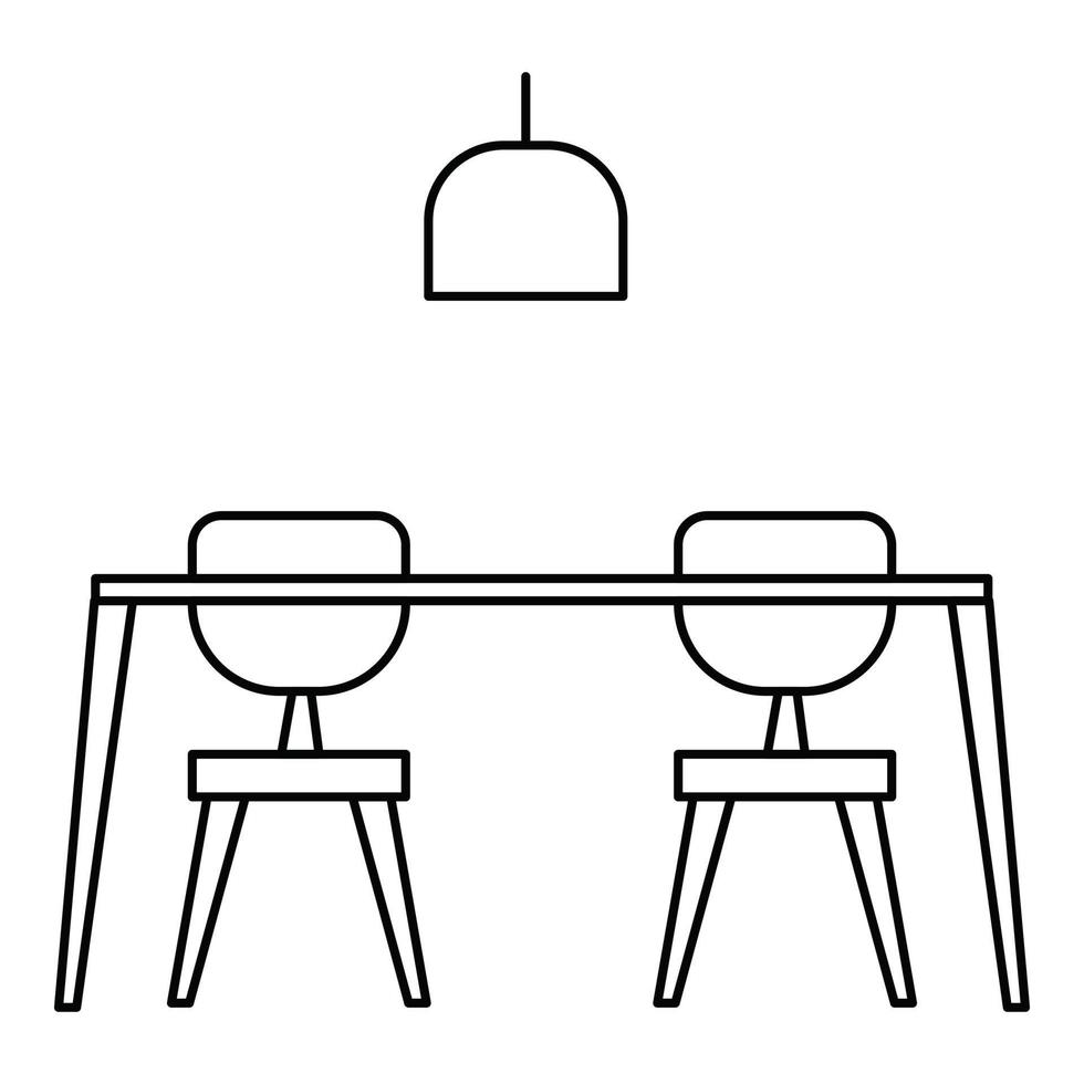 Table and chairs icon, outline style vector