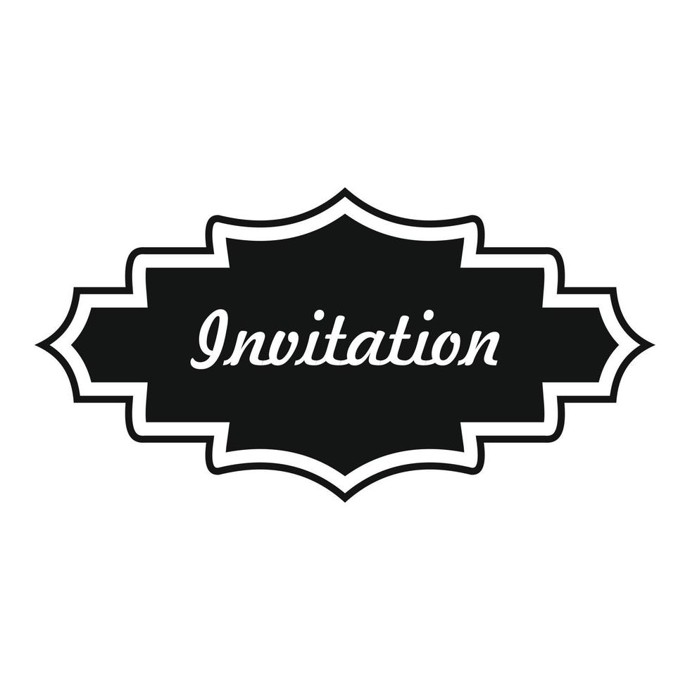 Invitation label icon, simple style. vector
