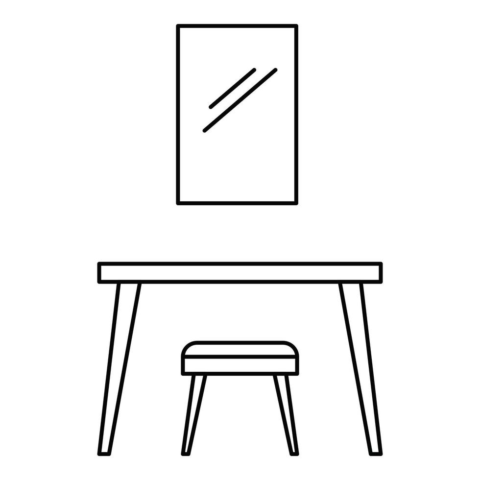 icono de espejo de mesa, estilo de esquema vector